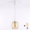 Brilagi - LED lampa wisząca na przewodzie RETRO GLASS 1xE27/60W/230V śr. 14 cm biały/dymny brąz