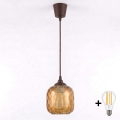 Brilagi - LED lampa wisząca na przewodzie RETRO GLASS 1xE27/60W/230V śr. 14 cm brązowa/dymiona brązowa
