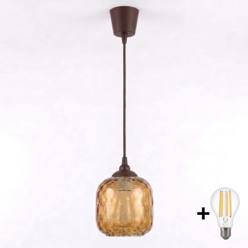Brilagi - LED lampa wisząca na przewodzie RETRO GLASS 1xE27/60W/230V śr. 14 cm brązowa/dymiona brązowa
