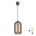 Brilagi - LED lampa wisząca na przewodzie RETRO GLASS 1xE27/60W/230V śr. 14 cm brązowa//przydymiona brązowa