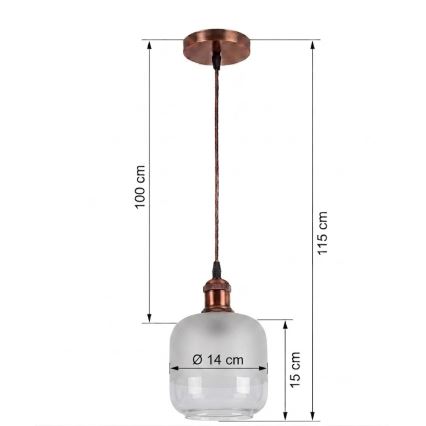 Brilagi - LED lampa wisząca na przewodzie RETRO GLASS 1xE27/60W/230V śr. 14 cm miedziana/biała