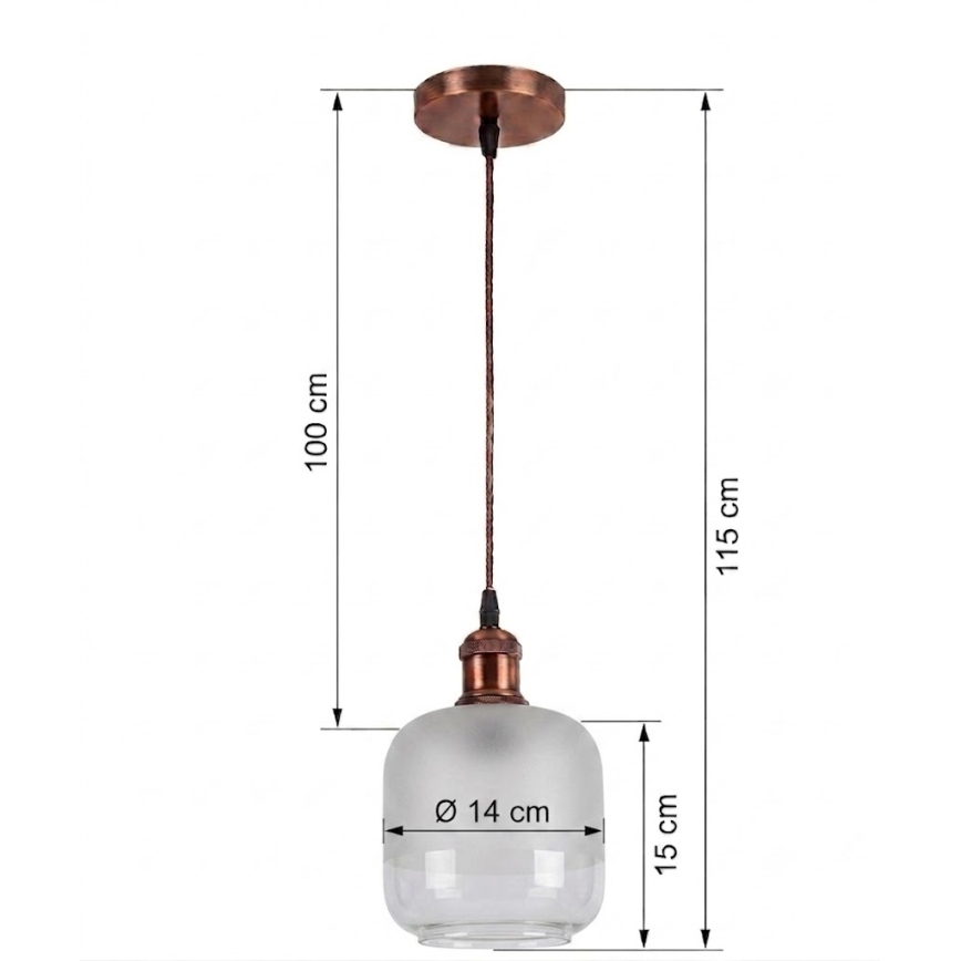 Brilagi - LED lampa wisząca na przewodzie RETRO GLASS 1xE27/60W/230V śr. 14 cm miedziana/biała