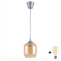 Brilagi - LED lampa wisząca na przewodzie RETRO GLASS 1xE27/60W/230V śr. 14 cm srebrna/dymno-brązowa