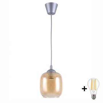 Brilagi - LED lampa wisząca na przewodzie RETRO GLASS 1xE27/60W/230V śr. 14 cm srebrna/dymno-brązowa