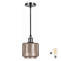 BRILAGI - LED Lampa wisząca na przewodzie RETRO GLASS 1xE27/60W/230V śr. 15 cm czarny/dymny beż