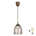 Brilagi - LED lampa wisząca na przewodzie RETRO GLASS 1xE27/60W/230V śr. 17 cm brązowy/dymny beżowy