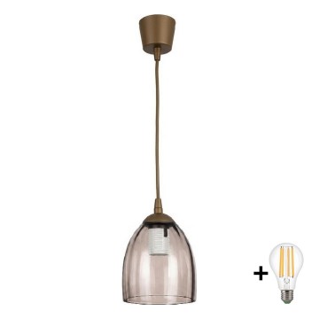 Brilagi - LED lampa wisząca na przewodzie RETRO GLASS 1xE27/60W/230V śr. 17 cm brązowy/dymny beżowy