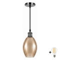 BRILAGI - LED Lampa wisząca na przewodzie RETRO GLASS 1xE27/60W/230V śr. 17 cm czarny/przydymiony beżowy