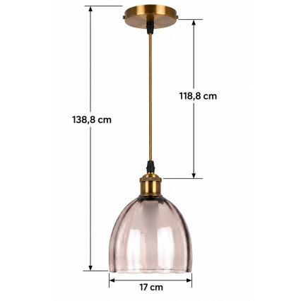 BRILAGI - Lampa wisząca na przewodzie LED RETRO GLASS 1xE27/60W/230V Ø 17 cm złota/dymno-beżowa