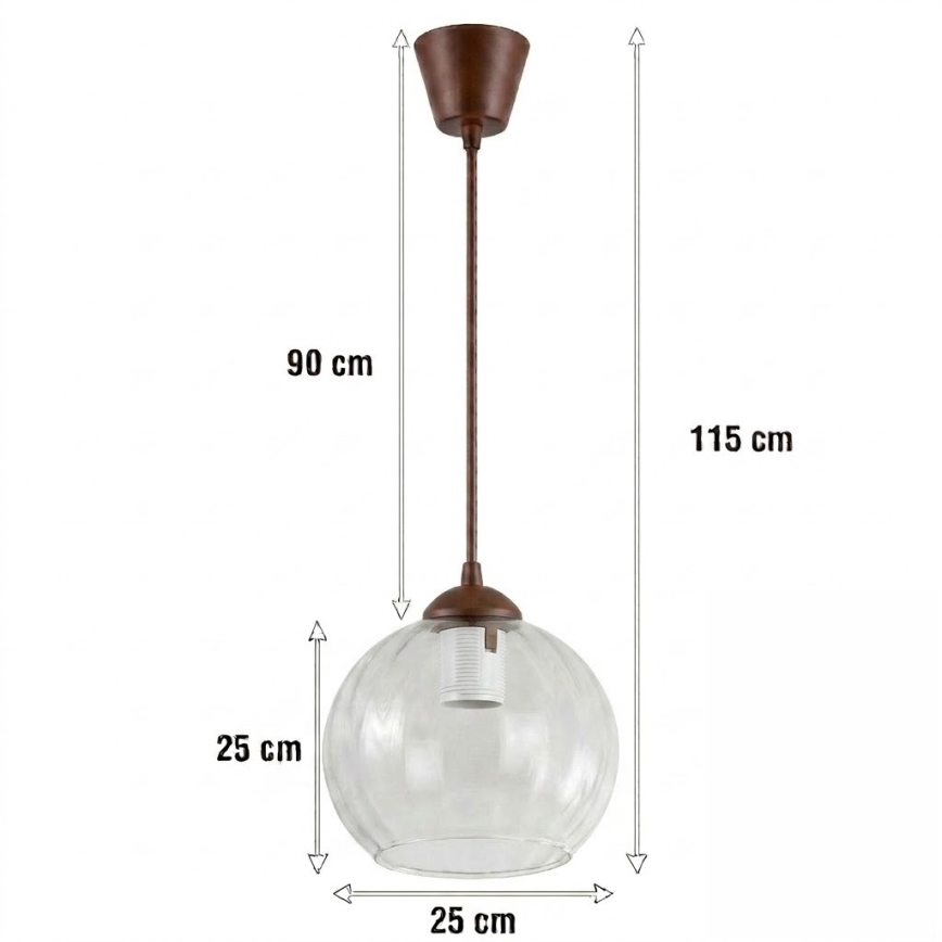 Brilagi - LED lampa wisząca na przewodzie RETRO GLASS 1xE27/60W/230V średnica 25 cm brązowy/przezroczysty