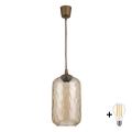 BRILAGI - LED lampa wisząca na przewodzie RETRO GLASS 1xE27/60W/230V Ø 14 cm, brązowy/dymione szkło