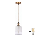 BRILAGI - LED Lampa wisząca na przewodzie RETRO GLASS 1xE27/60W/230V Ø 14 cm złota/biała