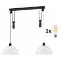 BRILAGI - LED lampa wisząca na przewodzie RETRO GLASS 2xE27/40W/230V czarna/biała