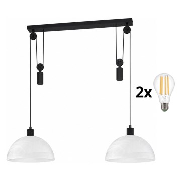 BRILAGI - LED lampa wisząca na przewodzie RETRO GLASS 2xE27/40W/230V czarna/biała