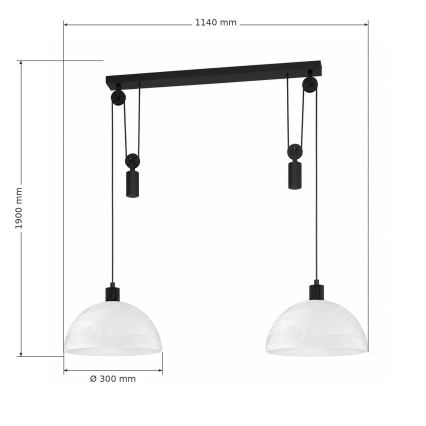 BRILAGI - LED lampa wisząca na przewodzie RETRO GLASS 2xE27/40W/230V czarna/biała