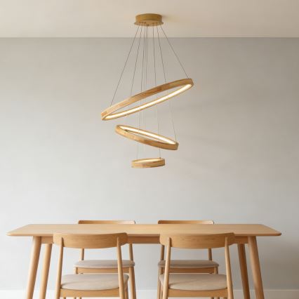 Brilagi - LED lampa wisząca na przewodzie UMEA WOOD LED/45W/230V śr. 60 cm drewno