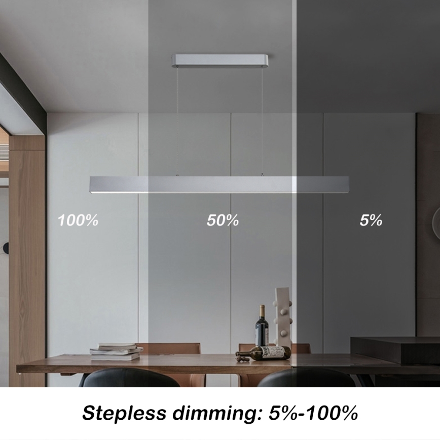 Brilagi - LED Lampa wisząca z kablem SLEEKLINE SMART LED/40W/230V 3000-6000K Wi-Fi Tuya srebrna + pilot zdalnego sterowania