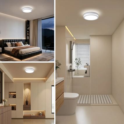 Brilagi - Zewnętrzna lampa sufitowa z czujnikiem BENE LED/24W/230V, śr. 26 cm, biała, IP54