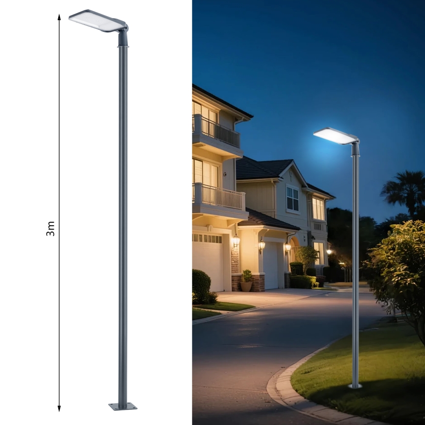 Brilagi - LED zewnętrzna lampa uliczna z słupem i przegubem o wysokości 3 m URBANLIGHT LED/200W/230V antracyt IP65