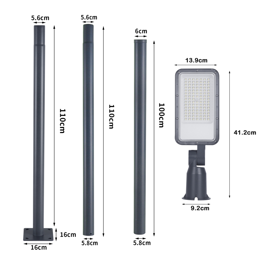 Brilagi - Zewnętrzna lampa uliczna LED z słupem i przegubem 3 m URBANLIGHT LED/50W/230V antracyt IP65