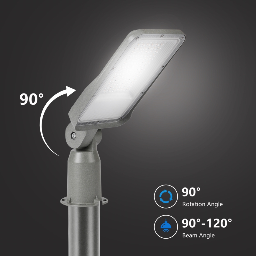 Brilagi - LED zewnętrzna lampa uliczna ze słupem i przegubem 3 m URBANLIGHT LED/50W/230V szara IP65