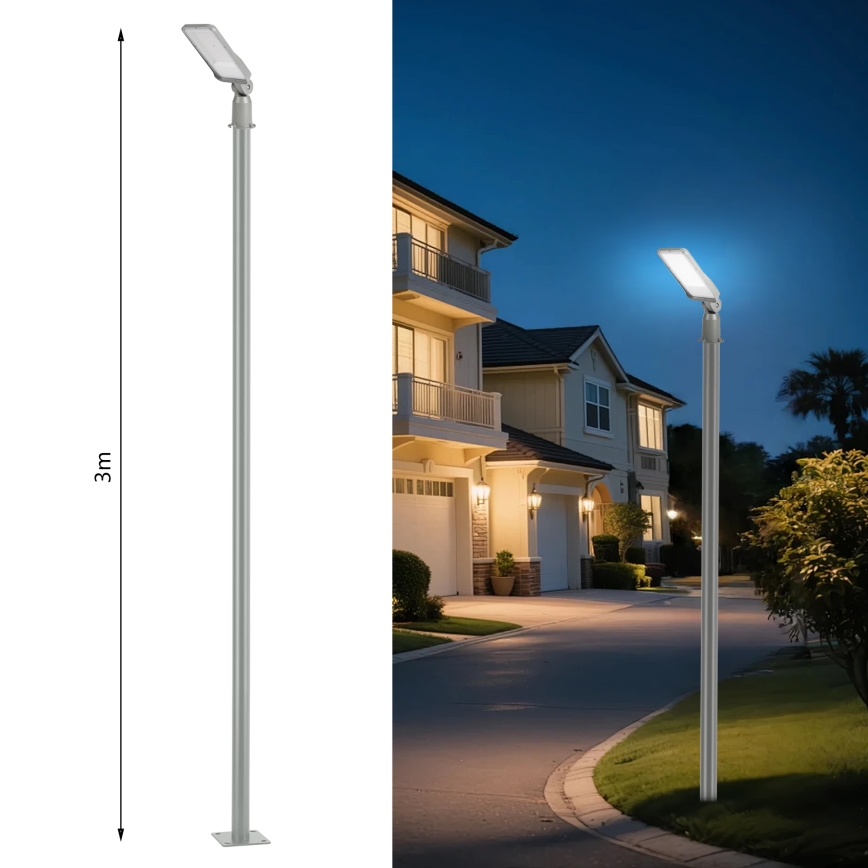 Brilagi - LED zewnętrzna lampa uliczna ze słupem i przegubem 3 m URBANLIGHT LED/50W/230V szara IP65