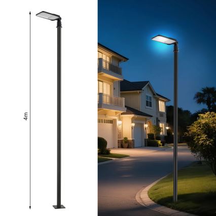 Brilagi - Zewnętrzna lampa uliczna LED z słupem i przegubem 4 m URBANLIGHT LED/100W/230V czarna IP65