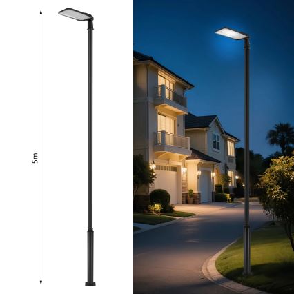 Brilagi - Zewnętrzna lampa uliczna LED ze słupem i przegubem 5 m URBANLIGHT LED/200W/230V czarna IP65