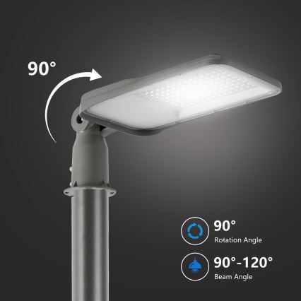 Brilagi - Zewnętrzna lampa uliczna LED ze słupem i przegubem 3 m URBANLIGHT LED/100W/230V szara IP65
