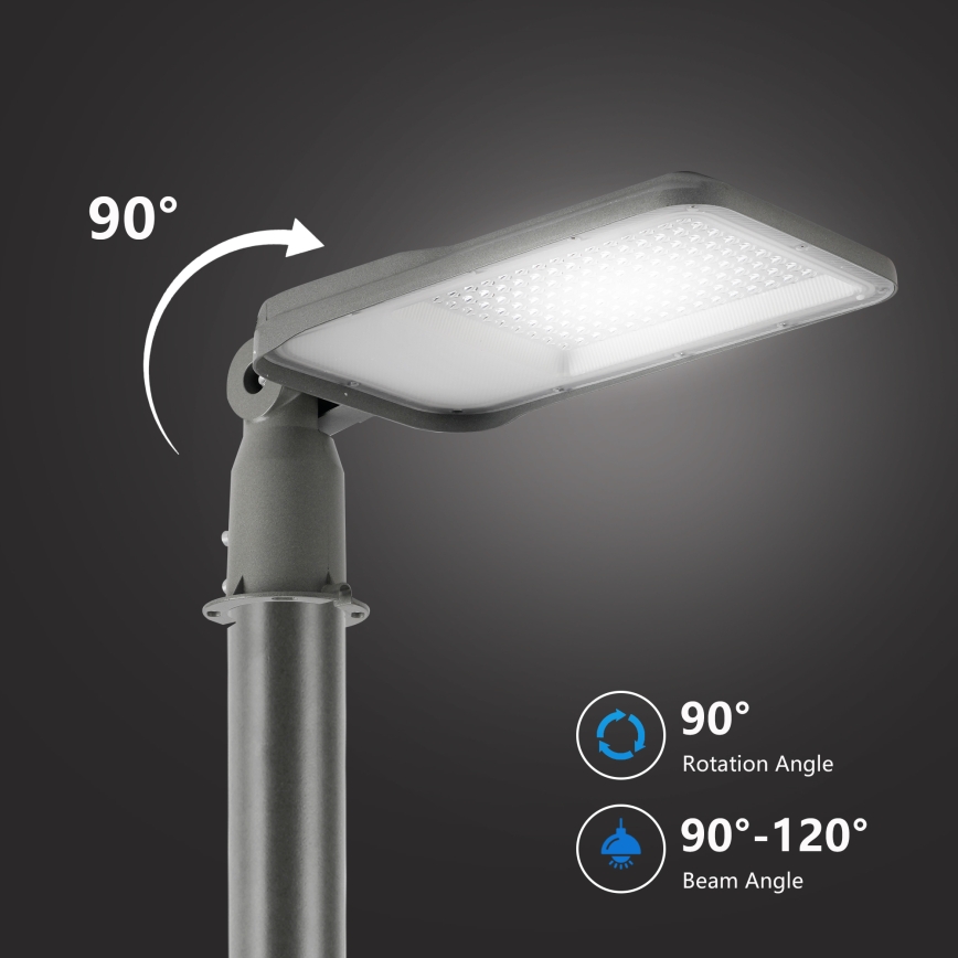 Brilagi - Zewnętrzna lampa uliczna LED ze słupem i przegubem 3 m URBANLIGHT LED/100W/230V szara IP65