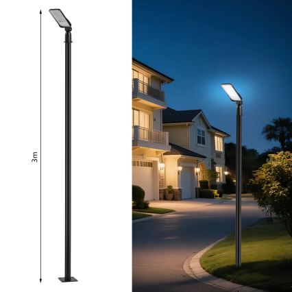 Brilagi - zewnętrzna lampa uliczna LED z słupem i przegubem 3 m URBANLIGHT LED/50W/230V czarna IP65