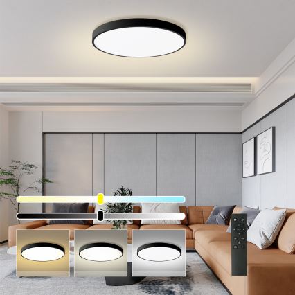 Brilagi - LED Lampa sufitowa z regulacją jasności POOL SMART LED/100W/230V 3000-6000K średnica 80 cm Wi-Fi Tuya czarna + pilot zdalnego sterowania