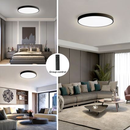 Brilagi - LED Lampa sufitowa z regulacją jasności POOL SMART LED/100W/230V 3000-6000K średnica 80 cm Wi-Fi Tuya czarna + pilot zdalnego sterowania
