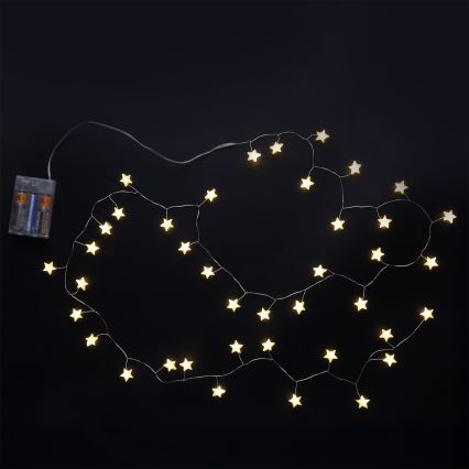 Brilagi - LED łańcuch świąteczny 40xLED/3xAA 1,8m ciepłe białe gwiazdki