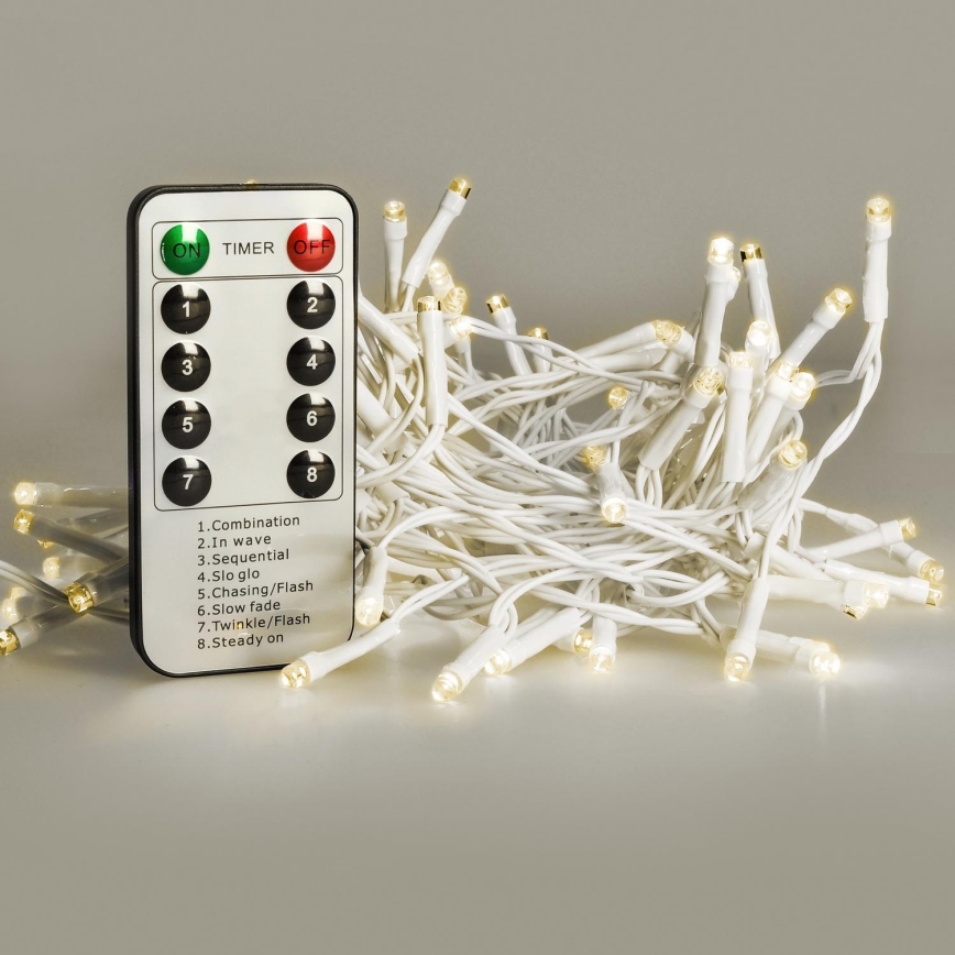 Brilagi - LED Łańcuch świąteczny zewnętrzny 120xLED/8 funkcji/3xAA 9,5m biały IP44 ciepła biel + zdalne sterowanie