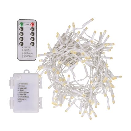 Brilagi - LED Łańcuch świąteczny zewnętrzny 120xLED/8 funkcji/3xAA 9,5m biały IP44 ciepła biel + zdalne sterowanie