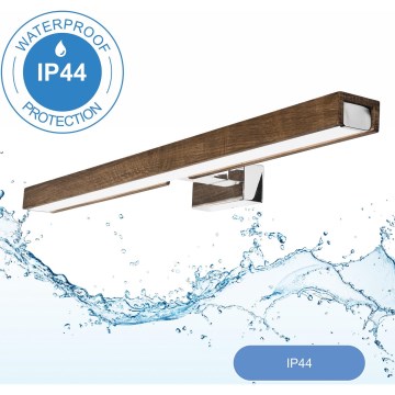 Brilagi - LED Łazienkowe oświetlenie lustra WOODY MIRROR LED/12W/230V 60 cm IP44 dąb orzech/chrom błyszczący