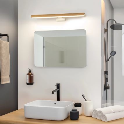 Brilagi - LED Łazienkowe oświetlenie lustra WOODY MIRROR LED/12W/230V 60 cm IP44 dąb/biały