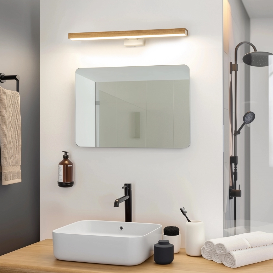 Brilagi - LED Łazienkowe oświetlenie lustra WOODY MIRROR LED/12W/230V 60 cm IP44 dąb/biały