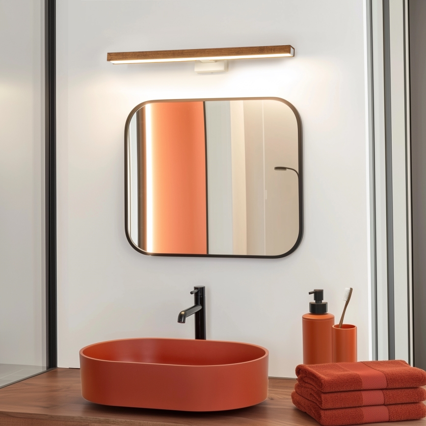 Brilagi - LED Łazienkowe oświetlenie lustra WOODY MIRROR LED/12W/230V 60 cm IP44 dąb wiśnia/biały