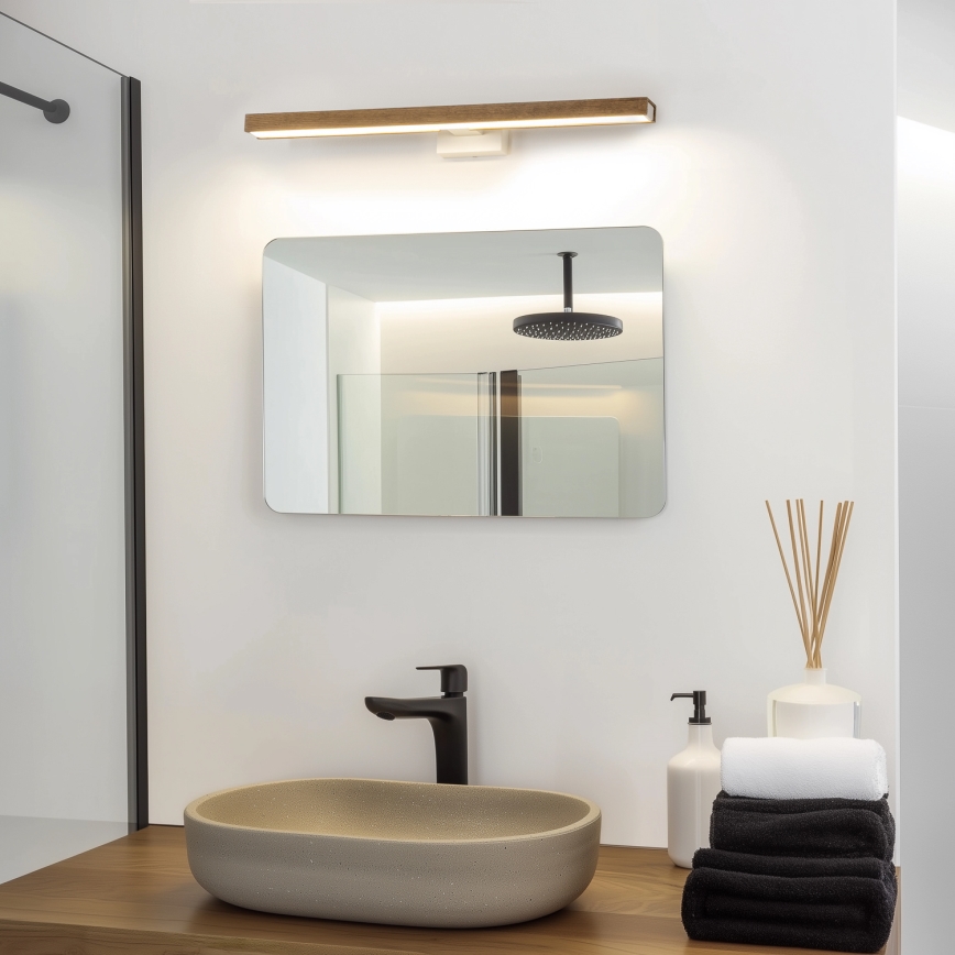 Brilagi - LED Łazienkowe oświetlenie lustra WOODY MIRROR LED/12W/230V 60 cm IP44 dąb orzech/biały