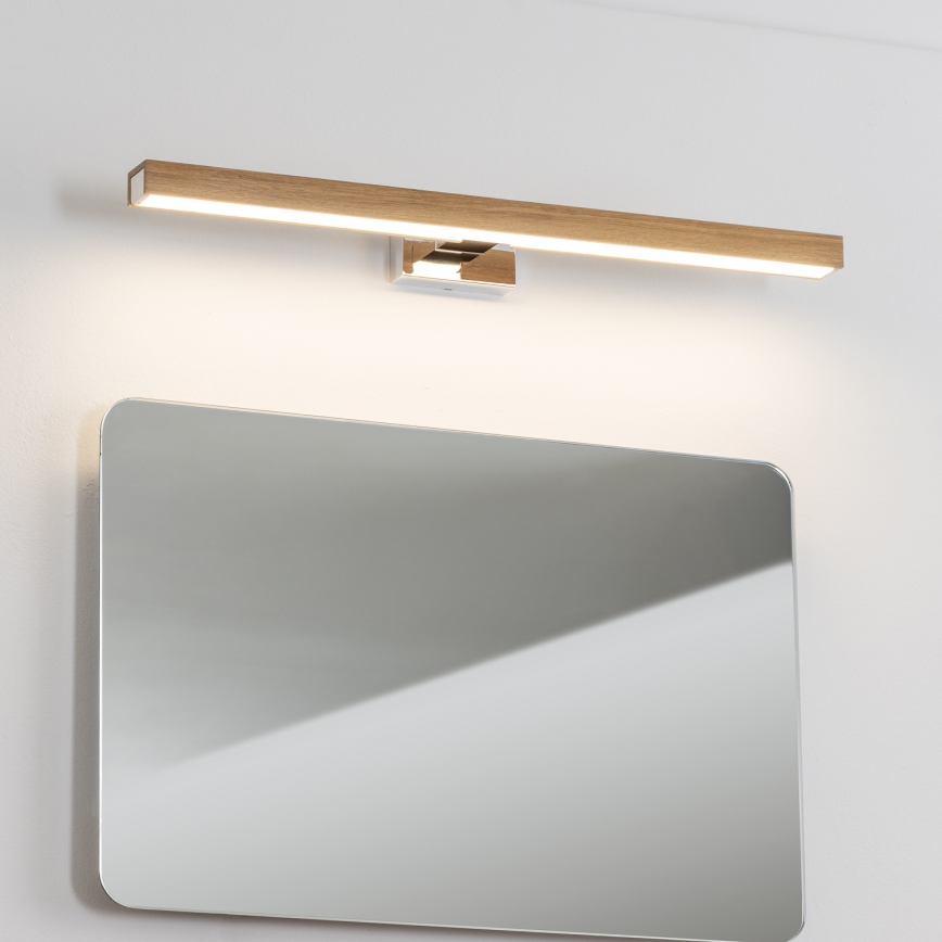 Brilagi - LED Łazienkowe oświetlenie lustra WOODY MIRROR LED/12W/230V 60 cm IP44 dąb/chrom błyszczący