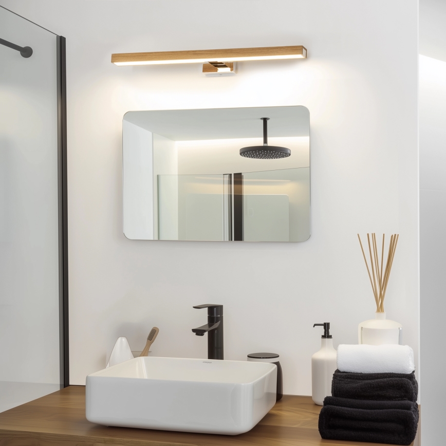 Brilagi - LED Łazienkowe oświetlenie lustra WOODY MIRROR LED/12W/230V 60 cm IP44 dąb/chrom błyszczący