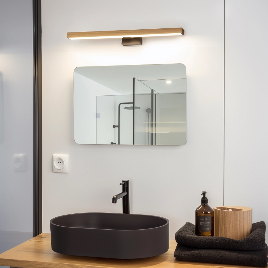 Brilagi - LED Łazienkowe oświetlenie lustra WOODY MIRROR LED/12W/230V 60 cm IP44 dąb/czarny