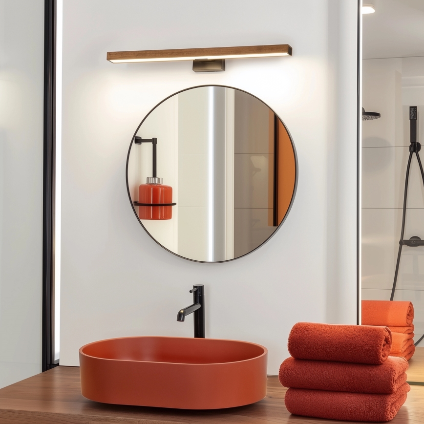 Brilagi - LED Łazienkowe oświetlenie lustra WOODY MIRROR LED/12W/230V 60 cm IP44 dąb wiśnia/czarny