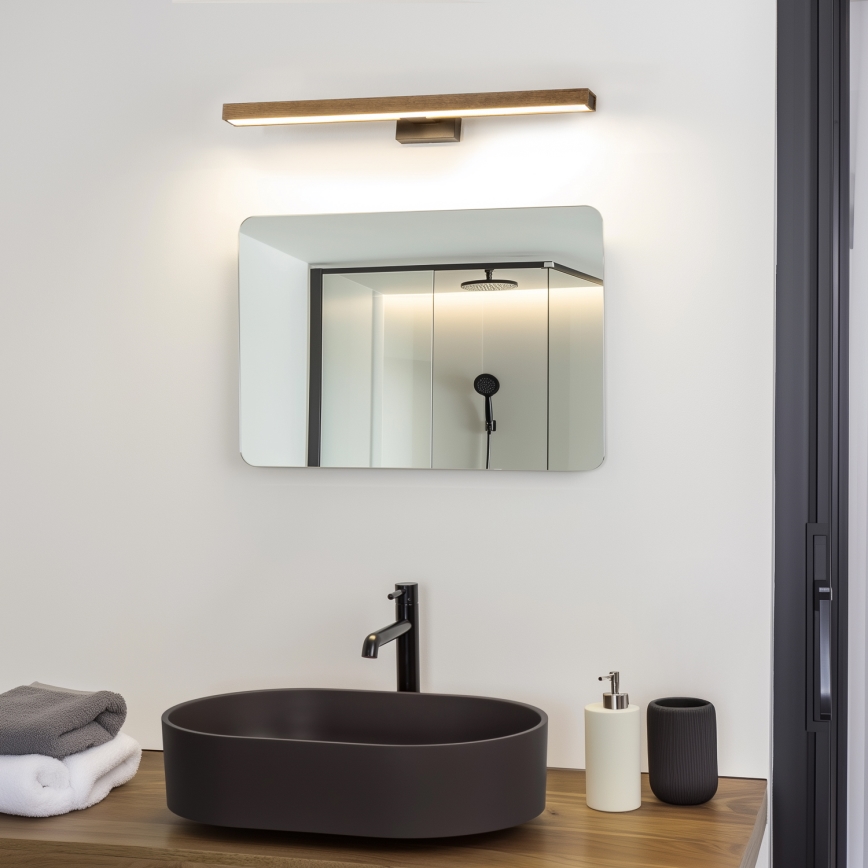 Brilagi - LED Łazienkowe oświetlenie lustra WOODY MIRROR LED/12W/230V 60 cm IP44 dąb orzech/czarny