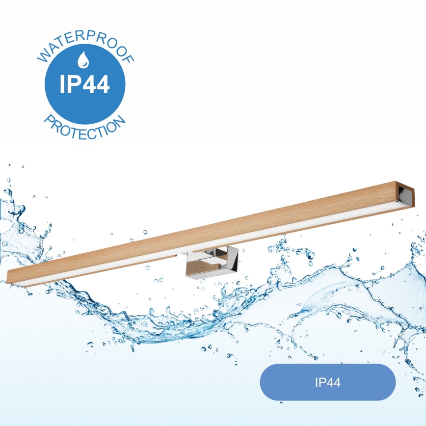 Brilagi - LED Łazienkowe oświetlenie lustra WOODY MIRROR LED/15W/230V 90 cm IP44 dąb/chrom błyszczący