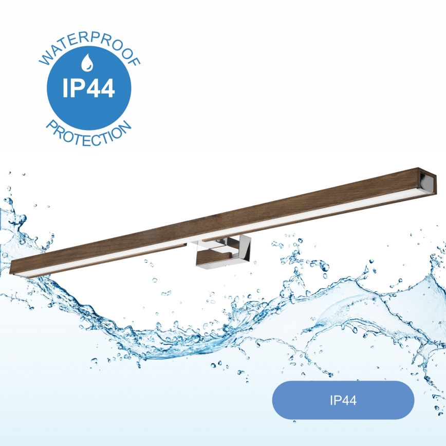 Brilagi - LED Łazienkowe oświetlenie lustra WOODY MIRROR LED/15W/230V 90 cm IP44 dąb orzech/chrom błyszczący