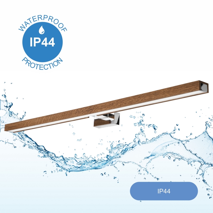 Brilagi - LED Łazienkowe oświetlenie lustra WOODY MIRROR LED/15W/230V 90 cm IP44 dąb wiśnia/chrom błyszczący