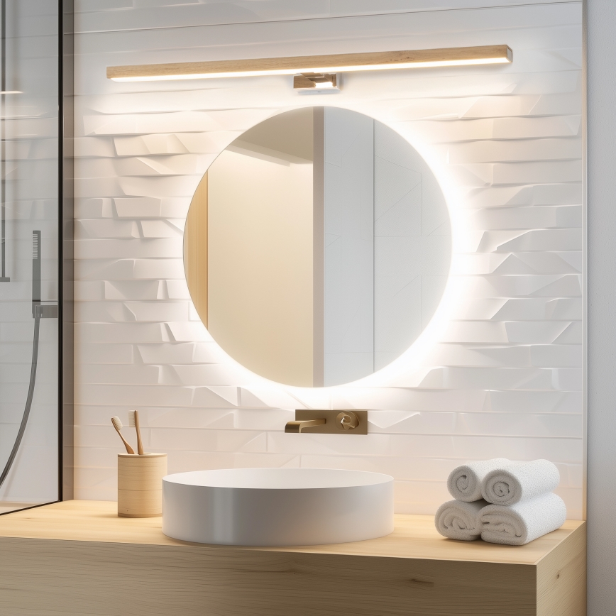 Brilagi - LED Łazienkowe oświetlenie lustra WOODY MIRROR LED/15W/230V 90 cm IP44 dąb/biały